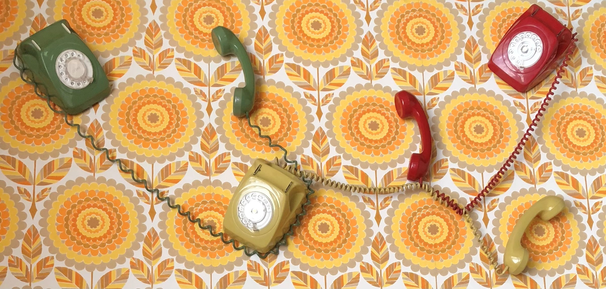 telephones on a wall